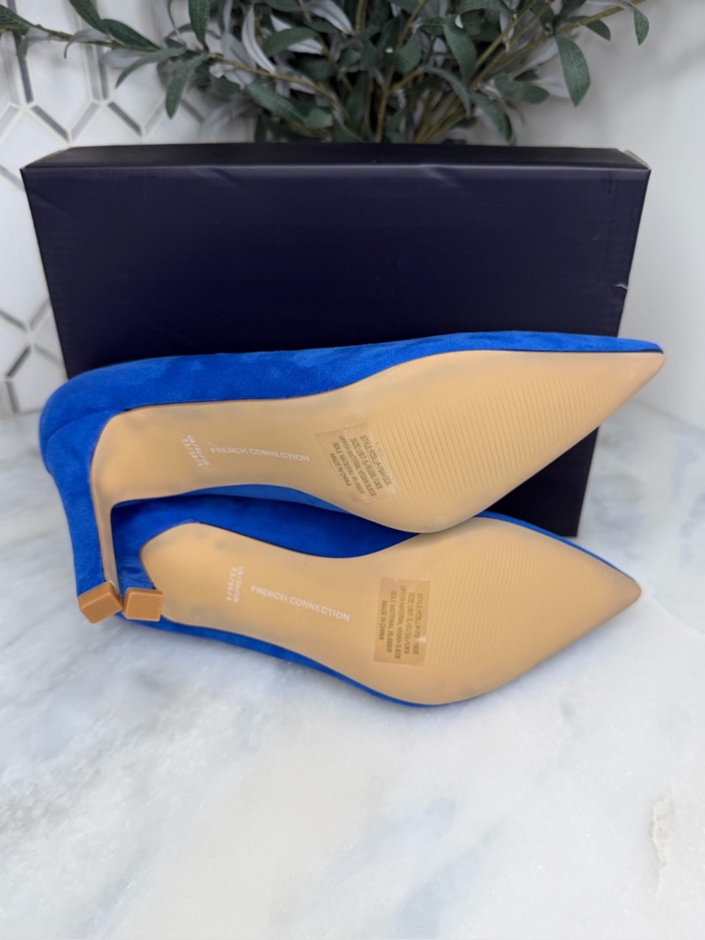 French Connection Blue Scalloped Pumps Wedding Guest Heels 7.5 - Picture 9 of 14
